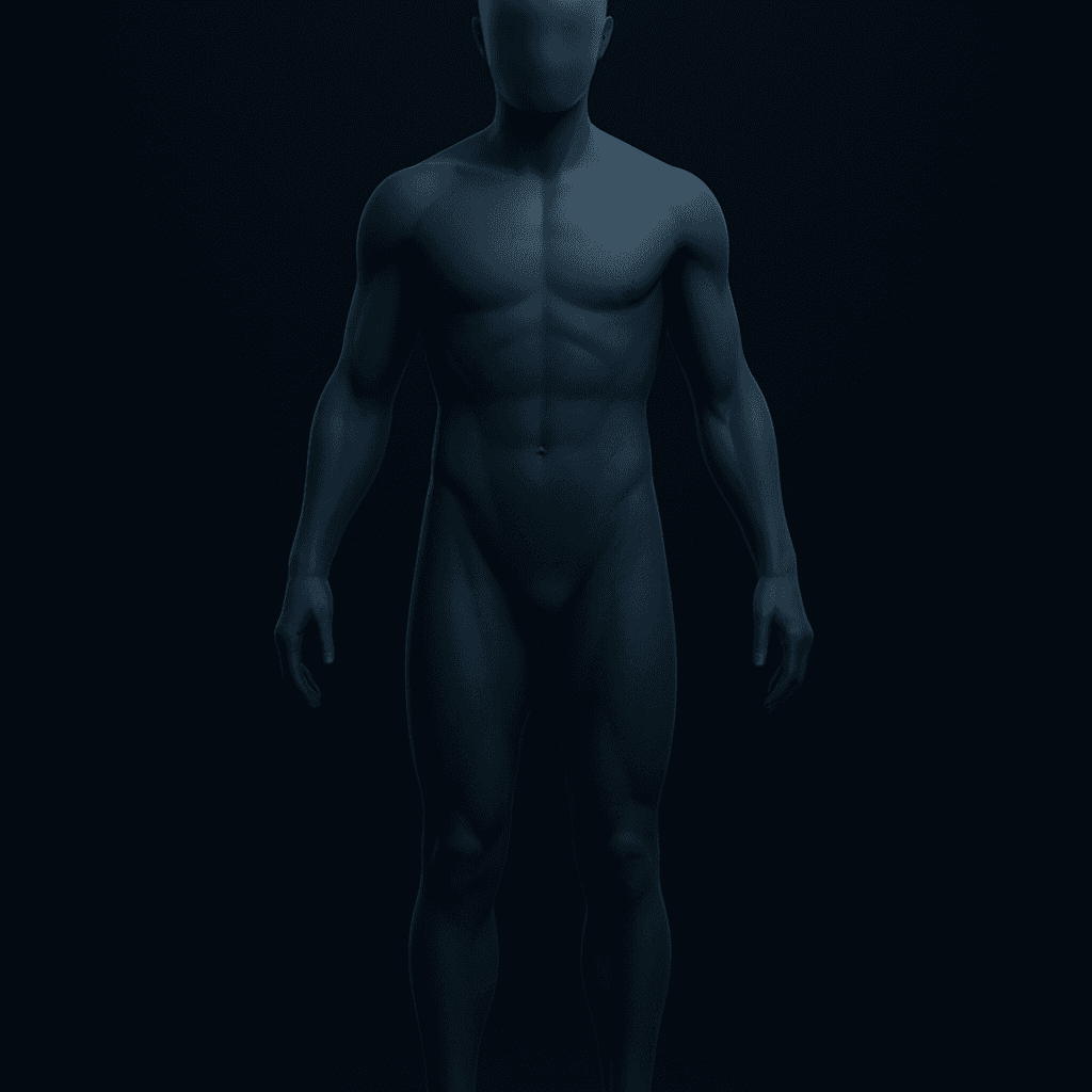 Human body front view showing injection sites